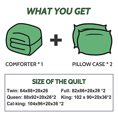 Decroom Lightweight Queen Comforter Set with 2 Pillow Sham - 3 Pieces Set - Quilted Down Alternative Comforter/Duvet Insert for All Season - Olive Green/Grass Green - Queen Size Decroom