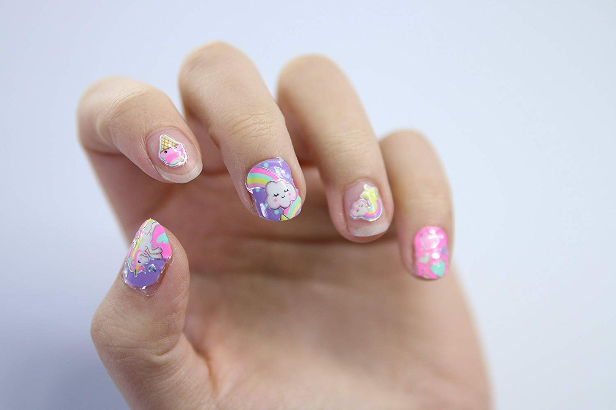 Hot Focus Unicorn Nail Kit – Kids Nail Polish Set for Girls Ages 5 6 7-12 with 77+ Pieces, Spa Kit, Nail Art Decoration Set, Glow-in-the-dark, Stickers, and Water-Based Polish - Girls' Nail Kit. Hot Focus