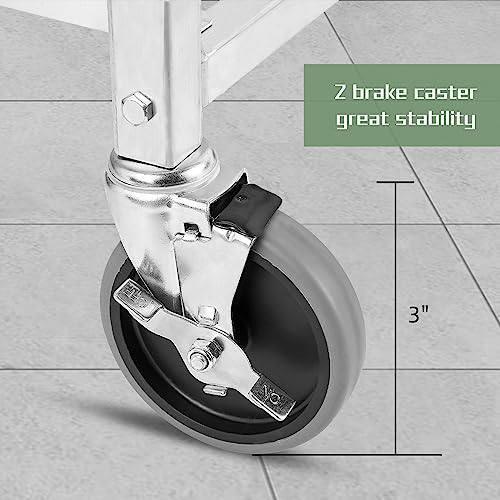 Hally Stainless Steel Utility Cart 3 Tier NSF Commercial Heavy Duty Metal Mobile Food Rolling Cart with Handle and Wheels for Kitchen, Restaurant, Hospital, Laboratory and Home, 24" L x 16" W x 34" H HALLY SINKS & TABLES H