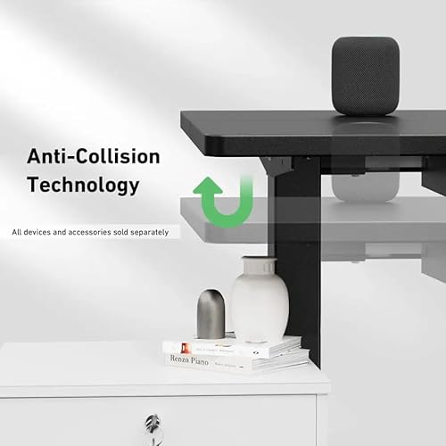 HUANUO Height Adjustable Electric Standing Desk, 48 x 24 inches, A Large Under-Desk Drawer (with Slide Rails), 4 Adjustment Memory Presets, Black HUANUO