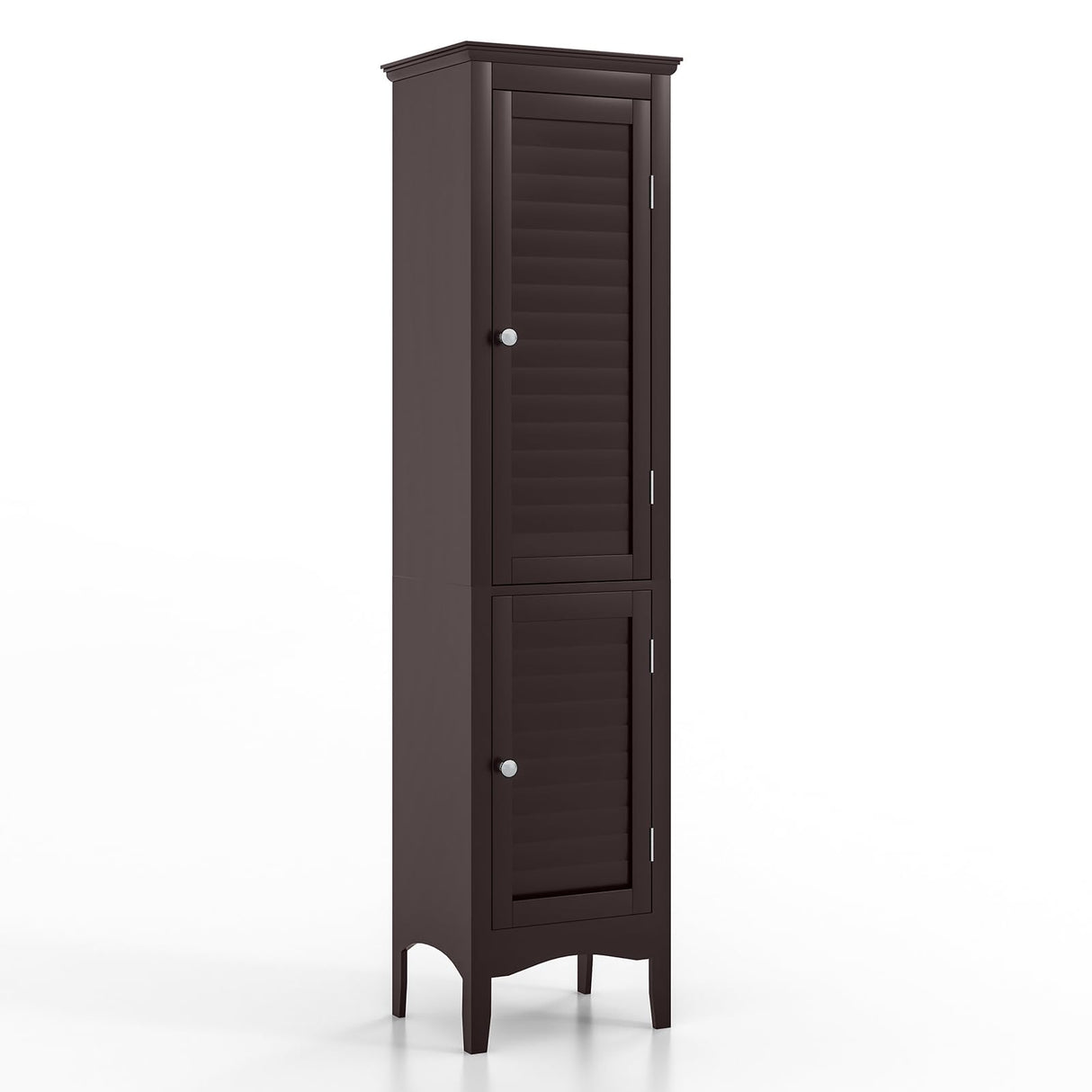 Tangkula 63" Freestanding Slim Bathroom Storage Cabinet with Adjustable Shelf and Elegant Louvered Doors Tangkula