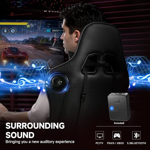 GTPLAYER Gaming Chair,Gamer Chair with Bluetooth and Adjustable Backrest,Seat Height Adjustable Computer Chairs with 3D Armrests,Video Game Chair with Footrest Speakers (Black) GTPLAYER
