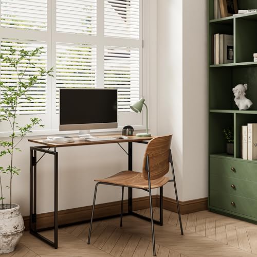 alawooder Folding Desk - 31.5" Wood Top Foldable Desk for Small Spaces | No Assembly Required Compact Desk for Home Office, Writing, and Study alawooder