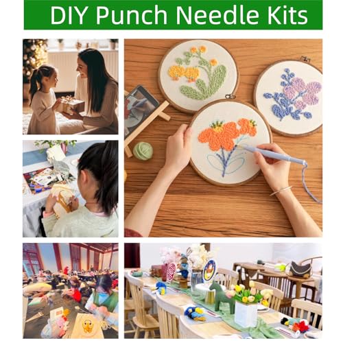 DIY Punch Needle Kits for Beginners Cute Cartoon Corgi Dog with Hoop Embroidery Punch Needle Starter Craft Set Easy for Adults and Children Festival Gift and Decoration 20x20cm-3