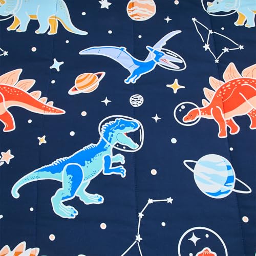 NTBED Dinosaur Kids Comforter Set Twin Size 5 Pieces Bed in A Bag for Boys Girls,Glow in The Dark Space Planet Bedding Set with Sheet NTBED