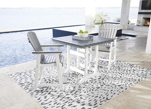 Signature Design by Ashley Outdoor Transville HDPE Patio Barstool, 2 Count, Gray Signature Design by Ashley