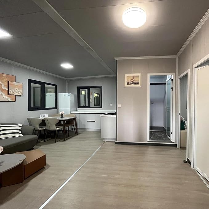 20FT Folding Prefab Home, 2 Bedroom Expandable Container House, Portable Tiny Modular Design Generic