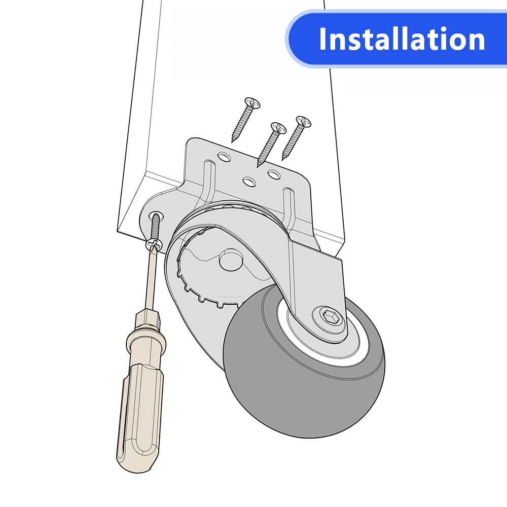 Heavy Duty Casters Set of 4 with Brake,L-Shape Side Mount TPR Plate Caster Wheels Replacement for Baby Bed, Carts Trolley, Kitchen Cabinet, Furniture, Table, Loading Capacity 240 Lbs (2” L-Shape) Molen