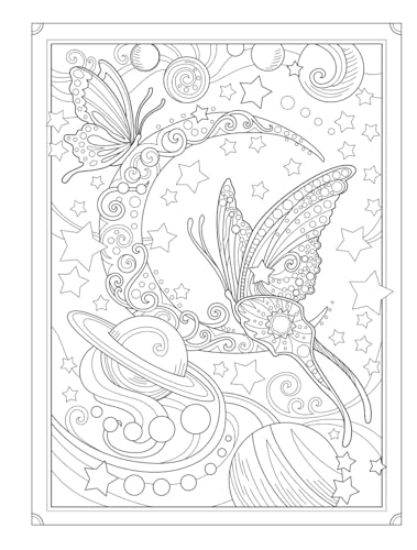 Creative Haven Butterflies Flights of Fancy Coloring Book (Adult Coloring Books: Insects) Dover Publications