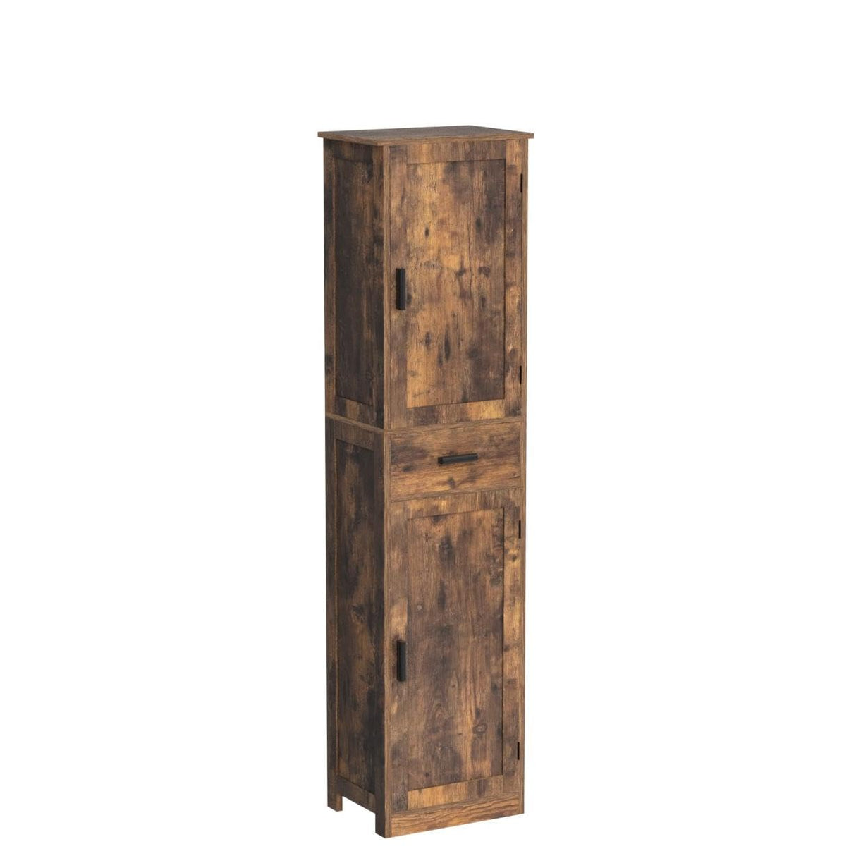 Usikey 67" Rustic Brown Tall Storage Cabinet with Adjustable Shelves & 2 Doors usikey