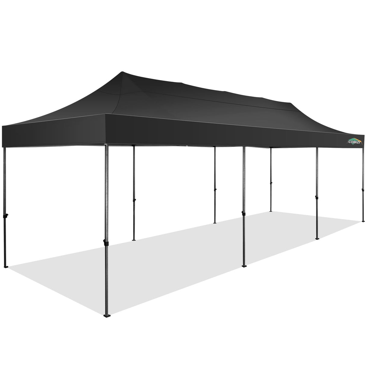COBIZI 10x30 Pop Up Canopy Without Sidewall,Heavy Duty Canopy UPF 50+ All Season Wind Waterproof Commercial Outdoor Wedding Party Tents for Parties Gazebo with Roller Bag(10 x 30 ft Black) COBIZI