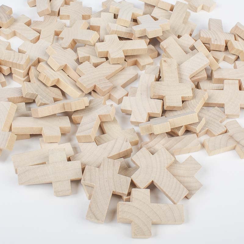 Pack of 30 Unfinished Wood Crosses - Blank Mini Wooden Cross Shaped Cutouts Religious Sunday School VBS Summer Camps DIY Arts Craft Projects (1-1/2" H x 1-1/4'W) Factory Direct Craft
