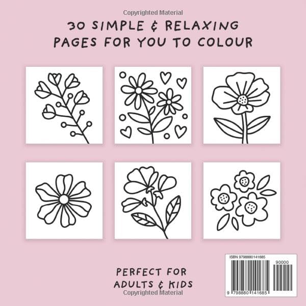 Floral Colouring Book (Simple and Relaxing Bold Designs for Adults & Children) (Simple and Relaxing Colouring Books) WoodArtSupply