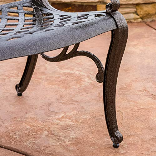Christopher Knight Home Hallandale Outdoor Cast Aluminum Dining Set for Patio or Deck, 5-Pcs Set, Hammered Bronze Christopher Knight Home