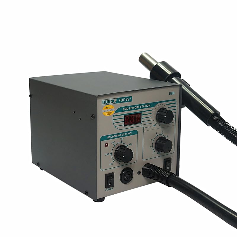 QUICK 706W + Heat Gun Soldering Iron Professional Soldering Kit with Adjustable Airflow Precision Temperature Control and Automatic Cool Air Function soldering station for rework desoldering Tasks SANQIANLI