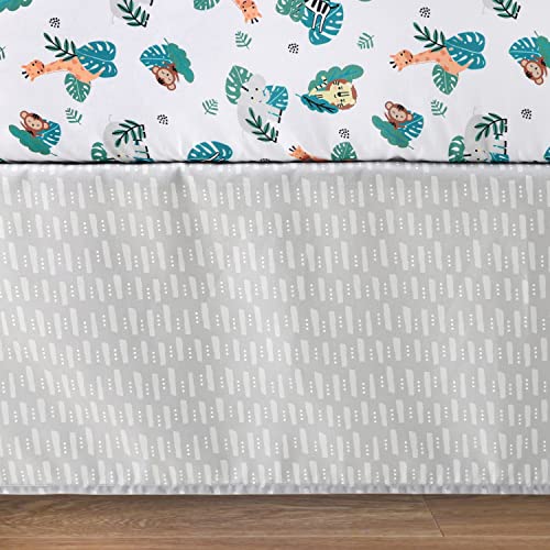The Peanutshell 3 Piece Baby Crib Bedding Set for Boys & Girls - Newborn, Infant & Toddler Nursery Bed Set Decor with Fitted Crib Sheet, Dust Ruffle, Crib Comforter - Safari Adventures The Peanutshell