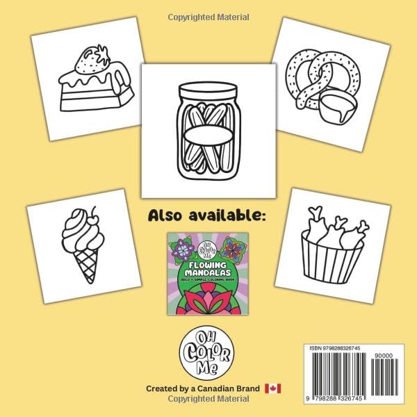 Sweet & Salty Food Coloring Book: Coloring Book for Adults and Kids, Simple and Bold Designs of Snacks, Drinks, and Desserts for Relaxation and Stress Relief WoodArtSupply