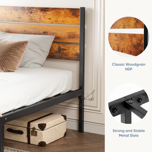 OLIXIS Twin Size Metal Platform Bed Frame - Mattress Foundation with Headboard and and Footboard, No Box Spring Needed with 700LBS Sturdy Wooden Slats Support, Noise Free, Easy Assembly OLIXIS