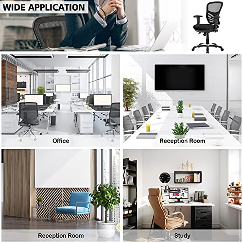 COSTWAY Ergonomic Mesh Office Chair, Mid Back Task Chair with Height Adjustable Armrests, Lumbar Support and Rocking Backrest, Breathable Swivel Computer Desk Chair for Home Office (Black) COSTWAY
