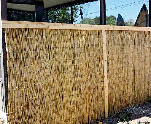 Master Garden Products RF-6 Natural Woven with Black Nylon Coated Wire, 6'H x 14'L Reed Fence, Yellow Master Garden Products