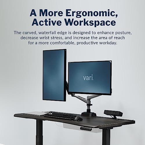 Vari Ergo 54x26 Electric Standing Desk – Height Adjustable Sit Stand VariDesk + Curved Waterfall Edge, 4 Memory Settings, Quick Assembly, Cable Management, 200 lb Capacity – Espresso (2 Boxes) Vari