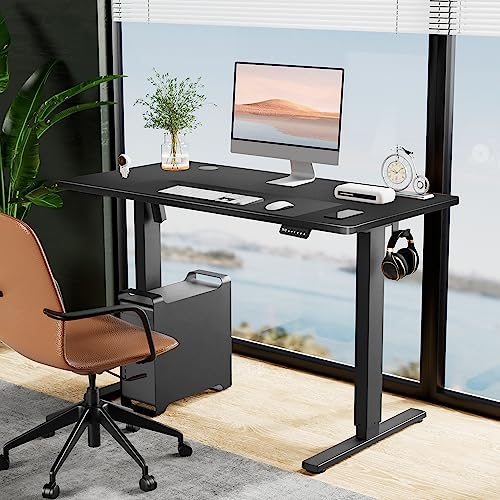 SMUG Standing Desk, Adjustable Height Electric Sit Stand Up Down Computer Table, 55x24 Inch Ergonomic Rising Desks for Work Office Home, Modern Gaming Desktop Workstation, Black SMUG