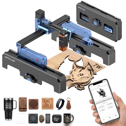 Artilume T1-P Laser Engraver 7000mW, APP Control, Foldable Design with Height Extension and Protective Enclosure, Portable Laser Cutter and Engraver Machine, 200x150mm Large Engraving Area Artilume