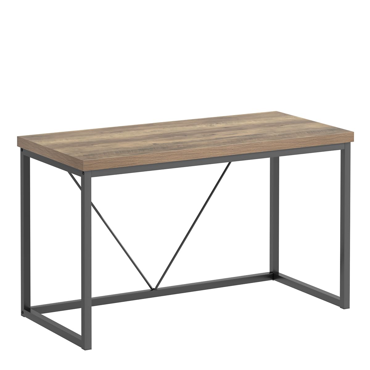 FOLUBAN Modern Home Office Desk, Rustic Wood and Metal Computer Desk, Industrial Study Writing Gaming Table Workstation, Vintage Laptop PC Desk, Oak 47 Inch FOLUBAN