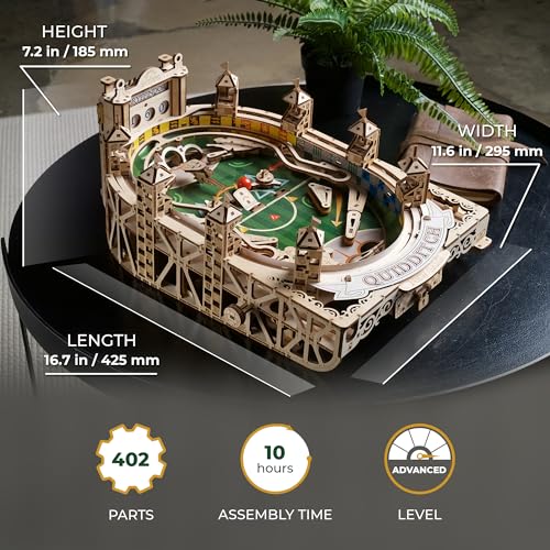 UGEARS Harry Potter Quidditch Pinball Machine - Wooden Models to Build for Adults with Engaging Gameplay - Wooden Pinball Machine Experience in 3D Puzzle Design - Ideal for Wooden Model Kits Fans UGEARS