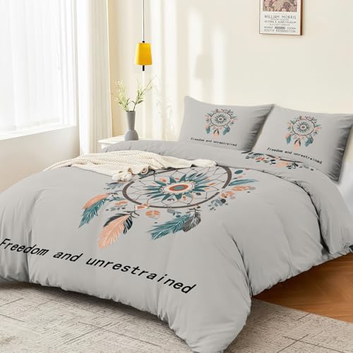 Single 61" x 79" Bedding Duvet Cover Set - Grey Minimalist Modern Fantasy Printed 3 Piece Brushed Microfiber Comforter Quilt Cover with Zipper Closure for Men and Women Generic