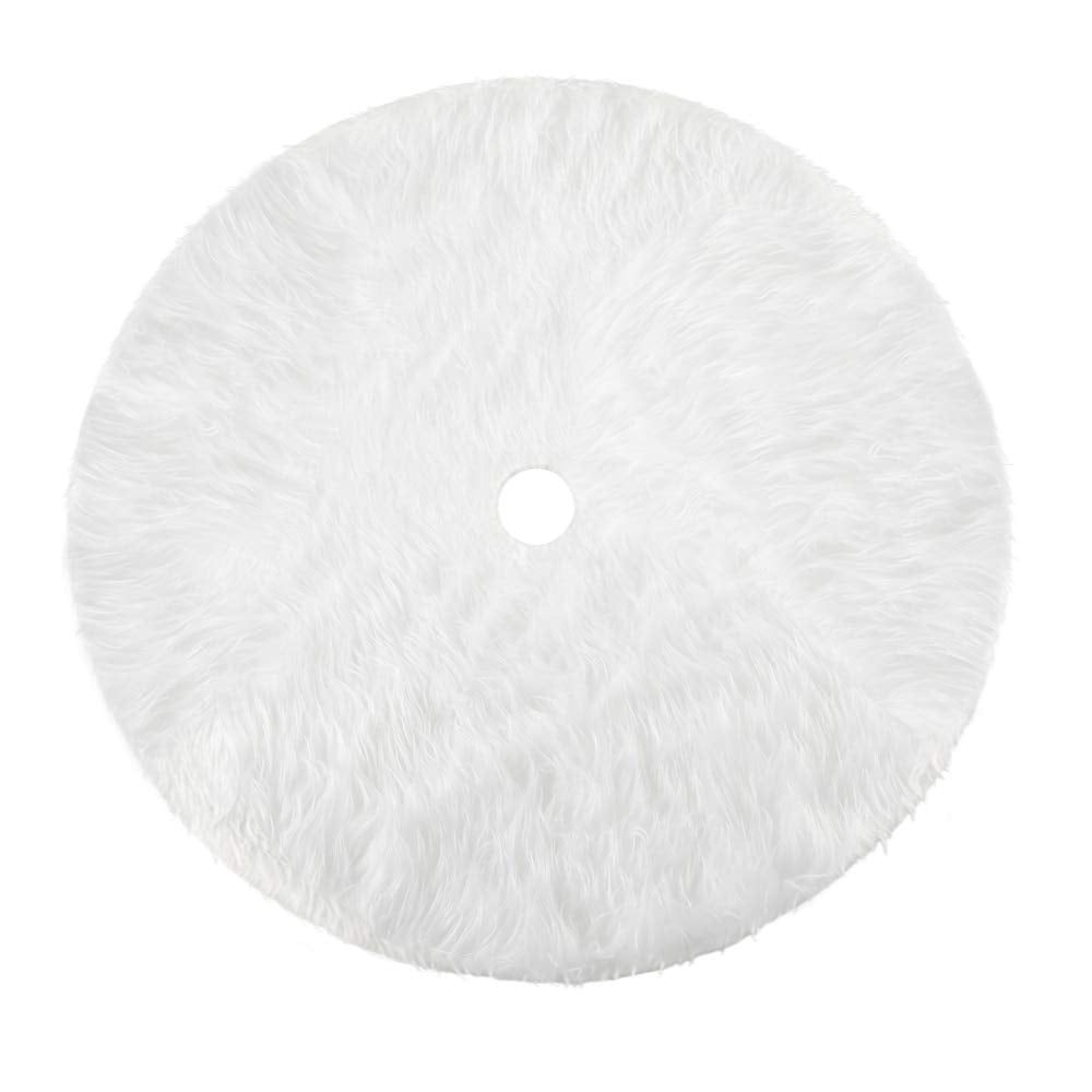 Konsait Plush Christmas Tree Skirt - Round Snow White Xmas Tree Mat Base Cover for Holiday Home Decorations,31Inch/78CM Konsait