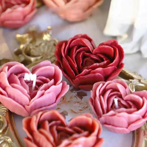 2Pack Heart Candle Mold, Heart Rose Silicone Molds for Candles, Rose Candle Molds for Resin Soap Candle Clay Craft & Home Decor.