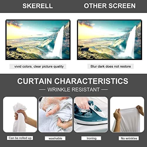 Projector Screen with Stand 80 inch Portable Projection Screen 16:9 4K HD Projections Movies Screen with Carry Bag for Indoor Outdoor Home Theater Backyard Cinema Travel SKERELL