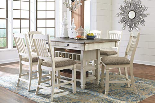 Signature Design by Ashley Bolanburg Farmhouse Counter Height Dining Room Table, White & Brown Signature Design by Ashley