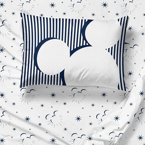 Jay Franco Kids Sheet Set with Fitted, Flat Sheets & Pillow Cover - Ultra-Soft Bedding with Pillowcase for Room Decor, White - Mickey Mouse, 4 Piece King Jay Franco