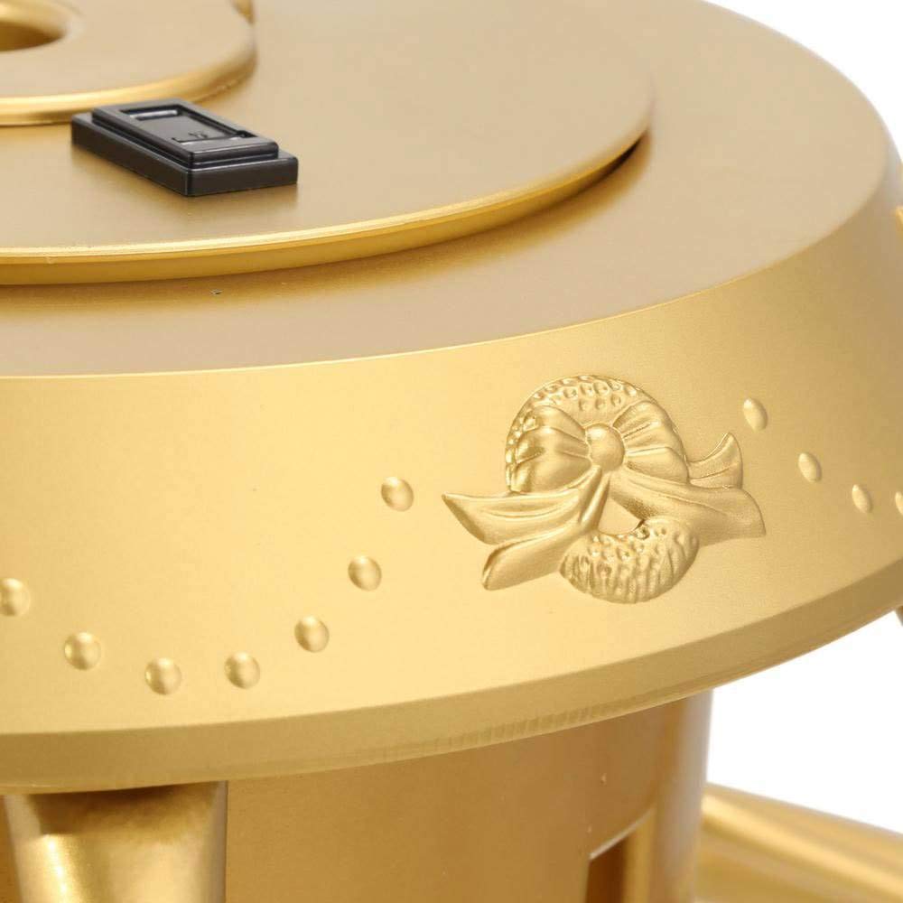 Home Heritage Electric 360 Degree Rotating Artificial Holiday Tree Metal Stand for Trees up to 9 Feet Tall with Power Button, Gold (2 Pack) Home Heritage