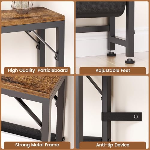 Asgolion 47.2'' Skinny Console Table with Power Outlet, 5.91" Behind Couch Table with Charging Station, Long Sofa Table, Narrow Entryway Table for Living Room, Foyer, Hallway, Rustic Brown Asgolion