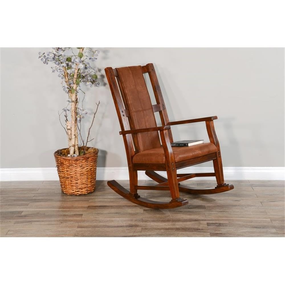 Pemberly Row Farmhouse Mahogany Wood Rocking Chair in Dark Chocolate Pemberly Row