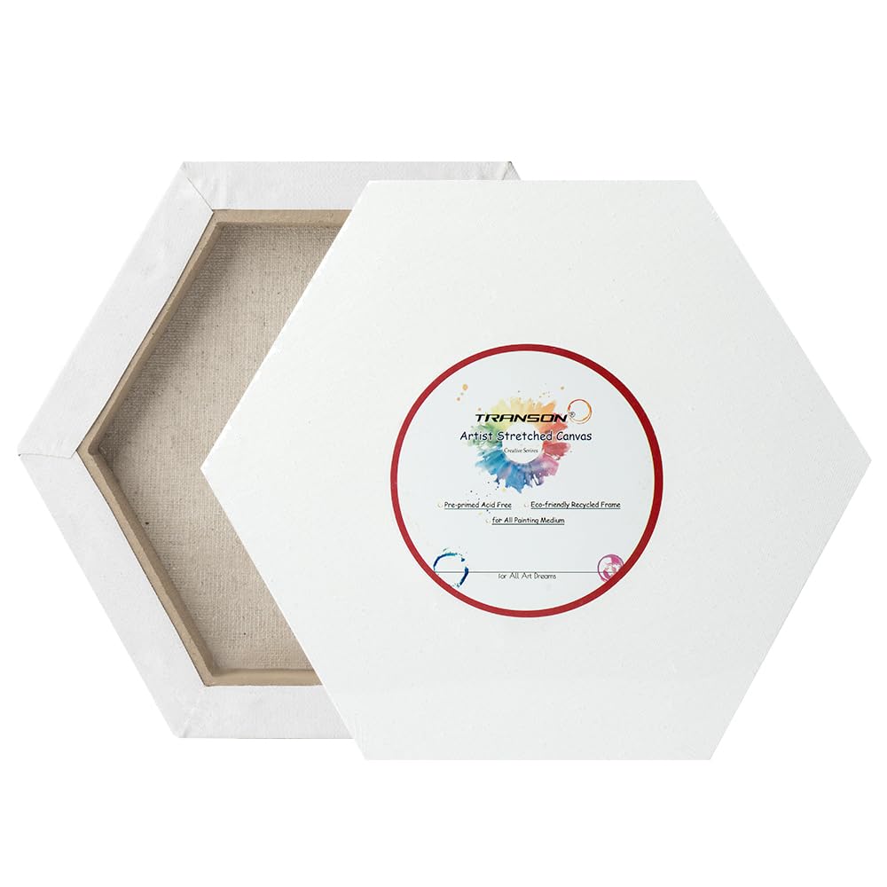 TRANSON 3 Sizes Hexagon Shaped Stretched Canvas Primed Ready for Painting TRANSON