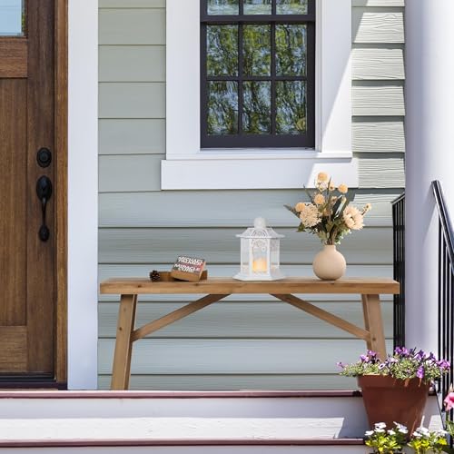 Sawmill Long Wood Bench, 43" Farmhouse Entryway Bench for Living Dining Room, Rustic Entry Way Benches Seat, Solid Wood, Handcraft Finshed, Natural Wnutrees