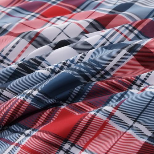 MaiRêve Full Size Plaid Comforter Set Navy Red, Classic 7 Pieces Farmhouse Bedding Set, All Season Lightweight Bed in A Bag with Sheets, Pillowcases & Shams MaiRêve