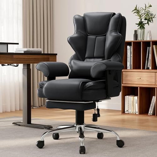 Mvpipi 7-Point Massage Office Chair,Heated Manageral Chair,Ergonomic Executive Chair with Footrest,Adjustable Armrest๏ผComputer Chair for Offices, Study Areas, Gaming Spaces,Black Mvpipi