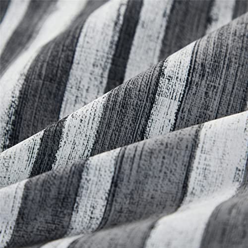 KAKIJUMN 7 Piece Bed in a Bag Stripe Comforter Set Full Size, White Grey Black Patchwork Striped Comforter and Sheet Set, All Season Soft Microfiber Complete Bedding Sets(Grey,Full) KAKIJUMN
