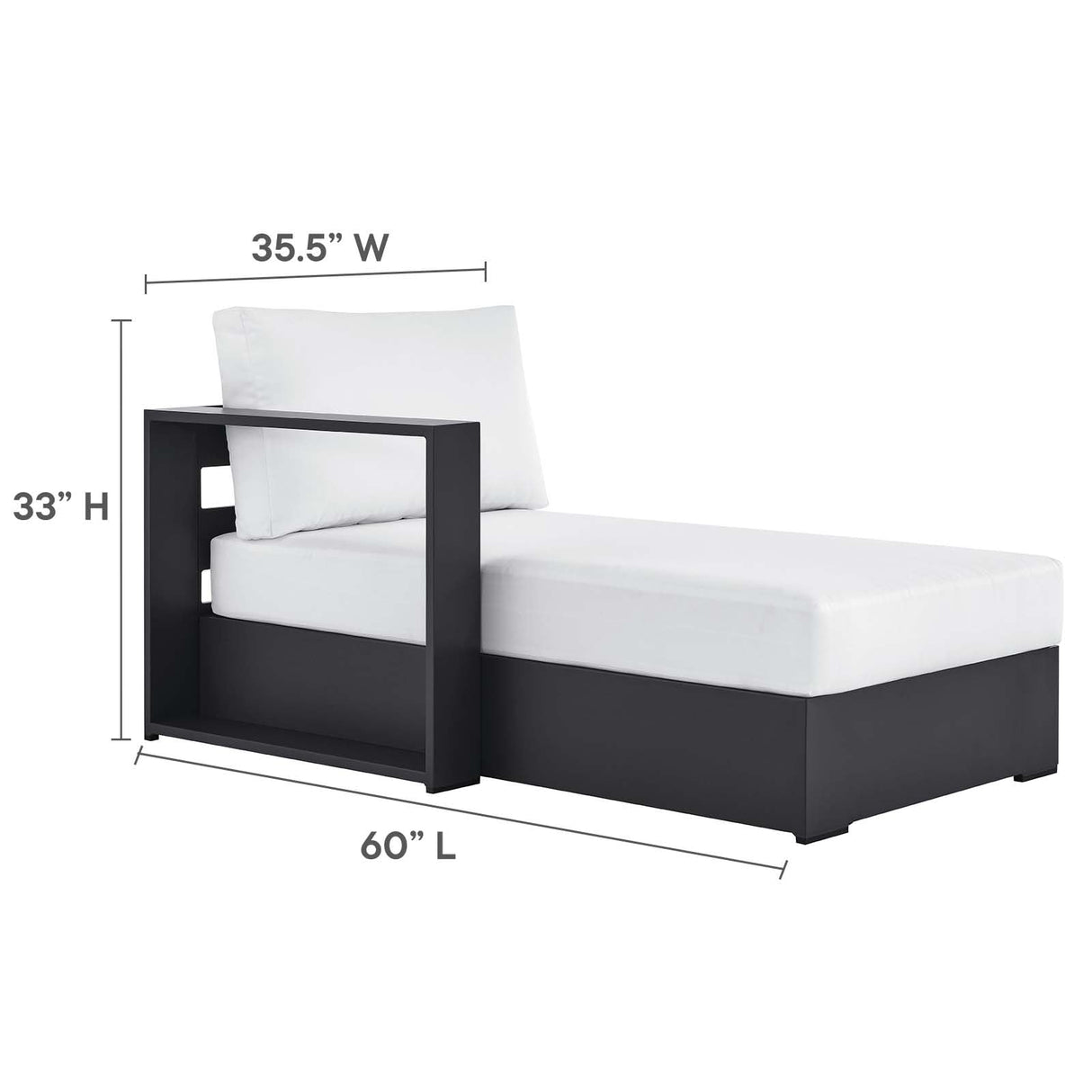 Modway Tahoe Aluminum 4-Piece Outdoor Patio Furniture Gray White, Modular Sectional Sofa Set with Chaise Lounges, Weather-Resistant Cushion, Ideal for Deck, Backyard, Poolside Modway