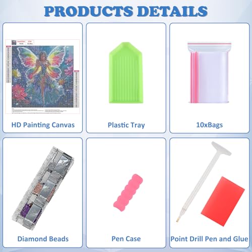 DOMROM Diamond Painting Kits, Fairy 5D Diamond Art Kits,Gem Art Painting with Diamonds Dots, Arts and Crafts for Beginners Adult Gift Wall Decor 12 x 12inch DOMROM