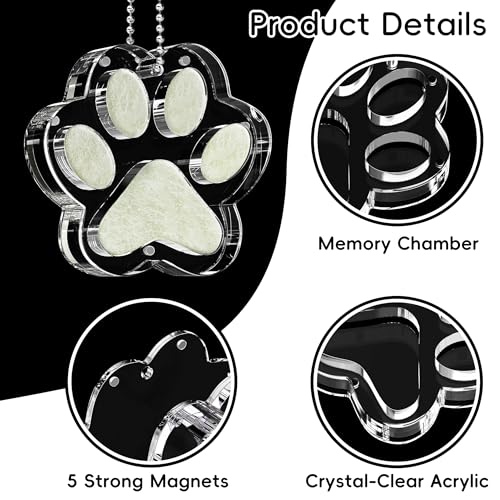 AXEFUN Pet Fur Keepsake Paw – Clear Acrylic Pet Memorial Ornament with Magnetic Openable Memory Chamber, Pet Loss Remembrance Gift for Dog, Cat & Small Animals