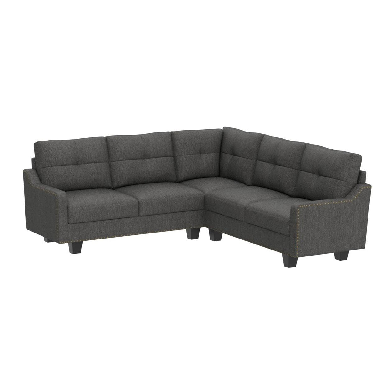 HONBAY Convertible Sectional Sofa L Shaped Couch for Small Apartment Reversible Sectional Couch for Living Room,Dark Grey HONBAY