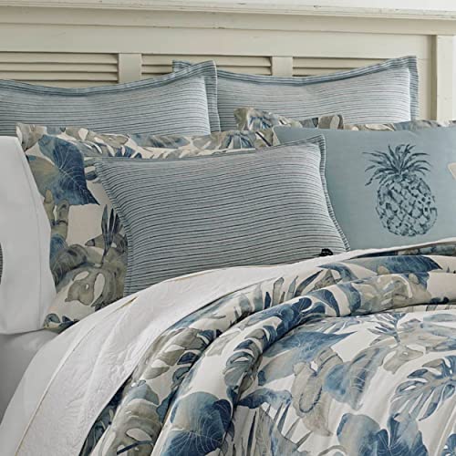 Tommy Bahama - California King Comforter Set, Soft Woven Bedding with Matching Pillowcases & Bed Skirt, Medium Weight for Year Round Comfort, 4 Piece Bed Set (Raw Coast Blue) Tommy Bahama