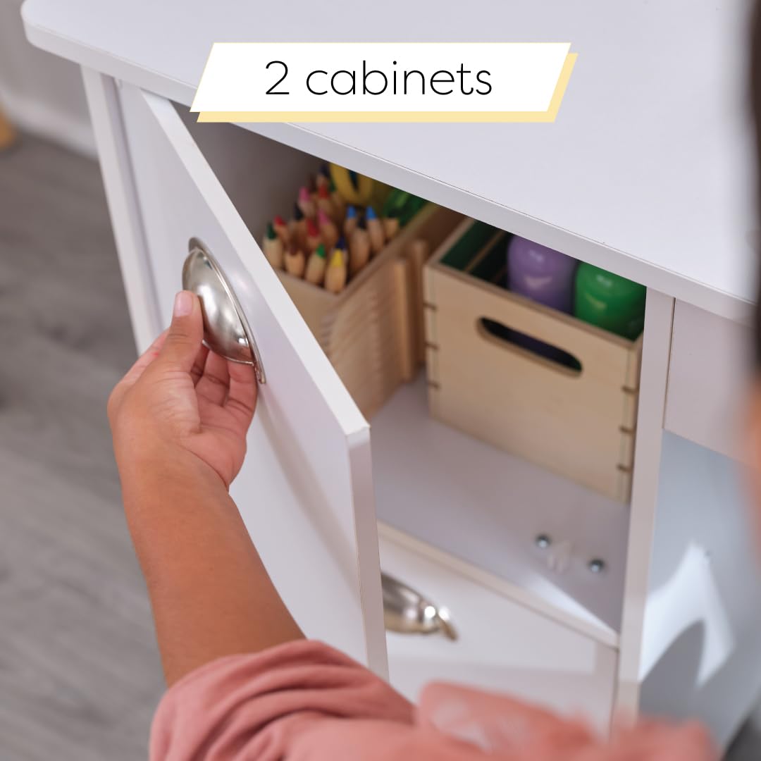 KidKraft Wooden Study Desk for Children with Chair, Bulletin Board and Cabinets, White KidKraft