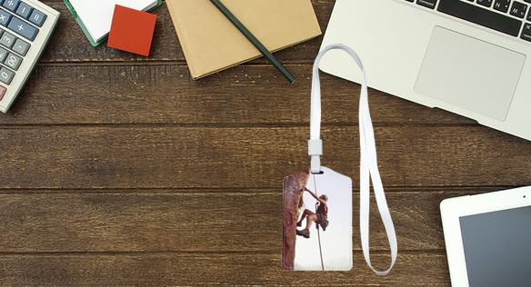 4 Pieces Sublimation Work Card Holder Badge Holders Blank Leather ID Card Holders Sublimation Rope Band DIY Crafts (French Grey) WoodArtSupply